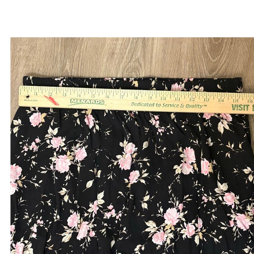 Saltwater Luxe Skirt Black Pink Floral High Slit Midi Maxi Size L Grannycore Y2K - Picture 5 of 8